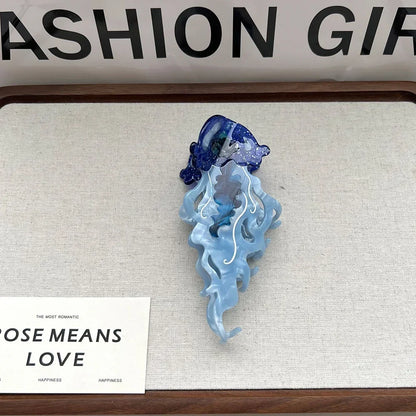Ocean Friends Hair Claw Clip Acetate Dolphin Seahorse Jellyfish Clip For Women 🐬