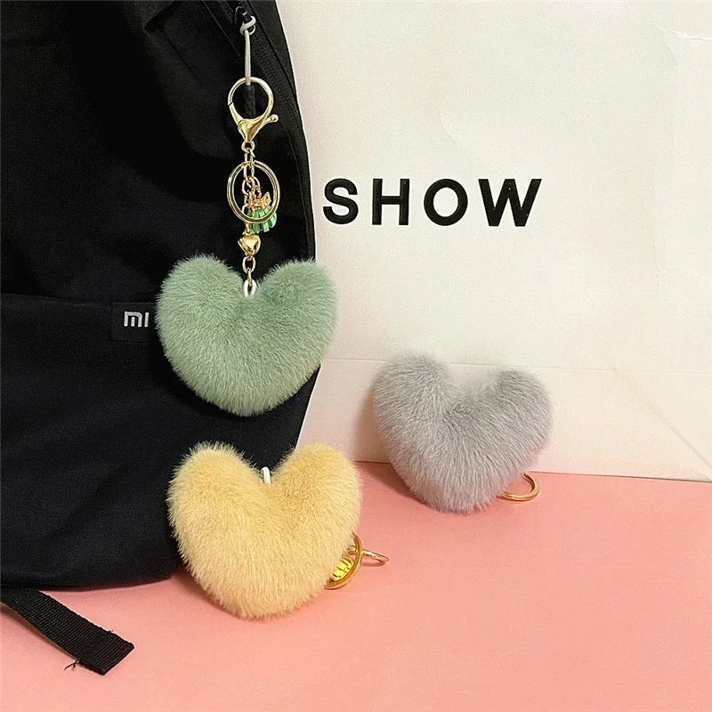 Kawaii Heart Pompom Keychain 🎀✨ | Adorable Plush Ball Accessories for Bags & Cars ❤️🎉 | Perfect Valentine Gifts for Couples 💖🥰