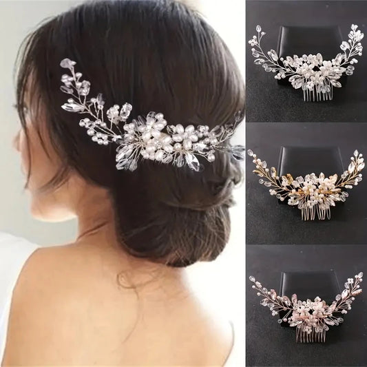 Crystal Rhinestone Pearl Hair Comb Headpiece For Brides And Weddings Romantic Clip Accessory 💎✨