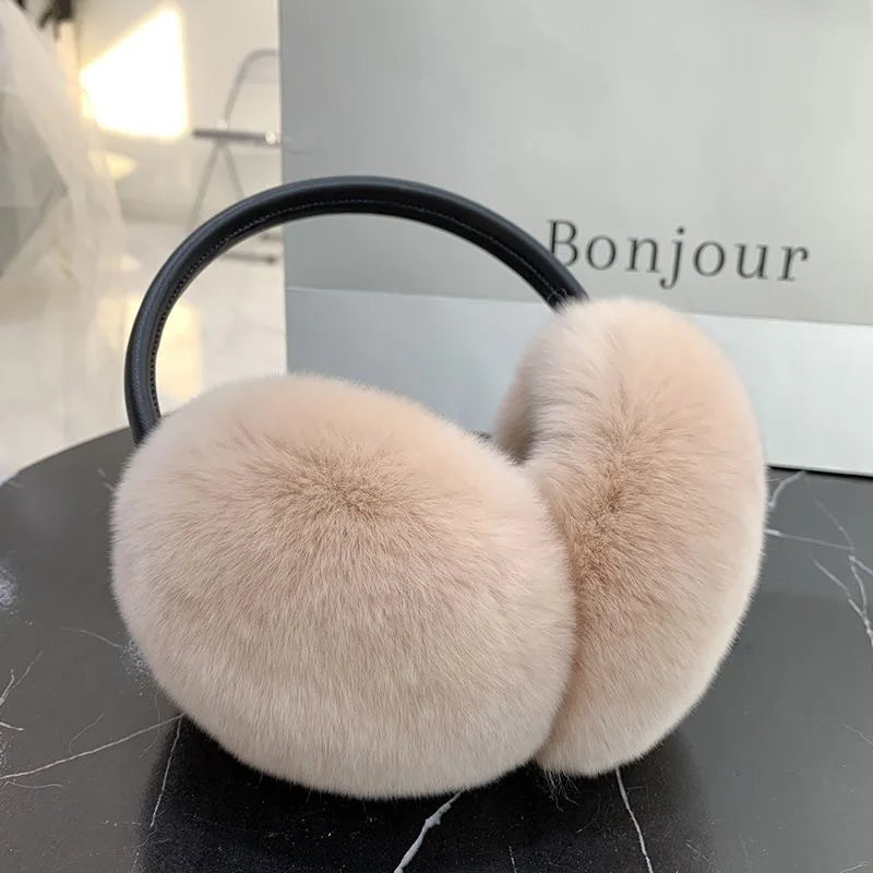 Natural Rex Rabbit Fur Ear Muffs For Women And Kids Cozy Winter Warmth 🐰