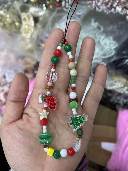 Whimsical Christmas Phone Chain Charm 🎄 Cute Wrist Strap Lanyard For IPhone