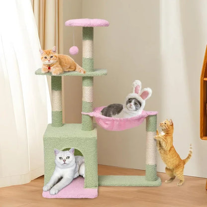 🌸 Purr-fectly Adorable 37" Cat Tree Tower with Flower Napping Spot & Scratching Fun! 🐾