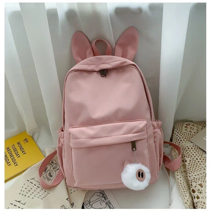 Kawaii Customizable Rabbit Ears Nylon Backpack 🎒✨ | Personalized Embroidered Name Bag for Students 🐇🎀