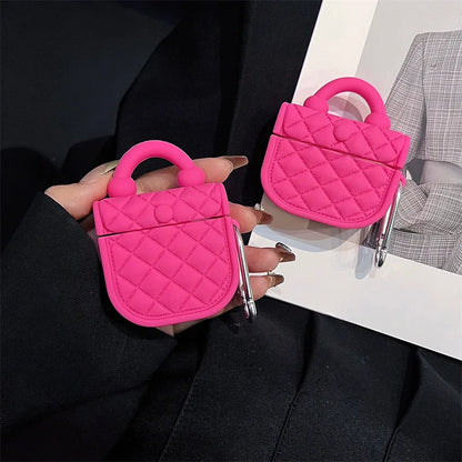 Kawaii Pink Cartoon Leather Case for AirPods 🎀✨ | Cute Silicone Cover & Keychain for Wireless Earbuds 🐾💖