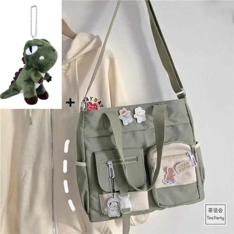 Kawaii Nylon Waterproof Satchel 👜✨ | Adorable Japanese Crossbody Messenger Bag for Students & Girls 🎒💖
