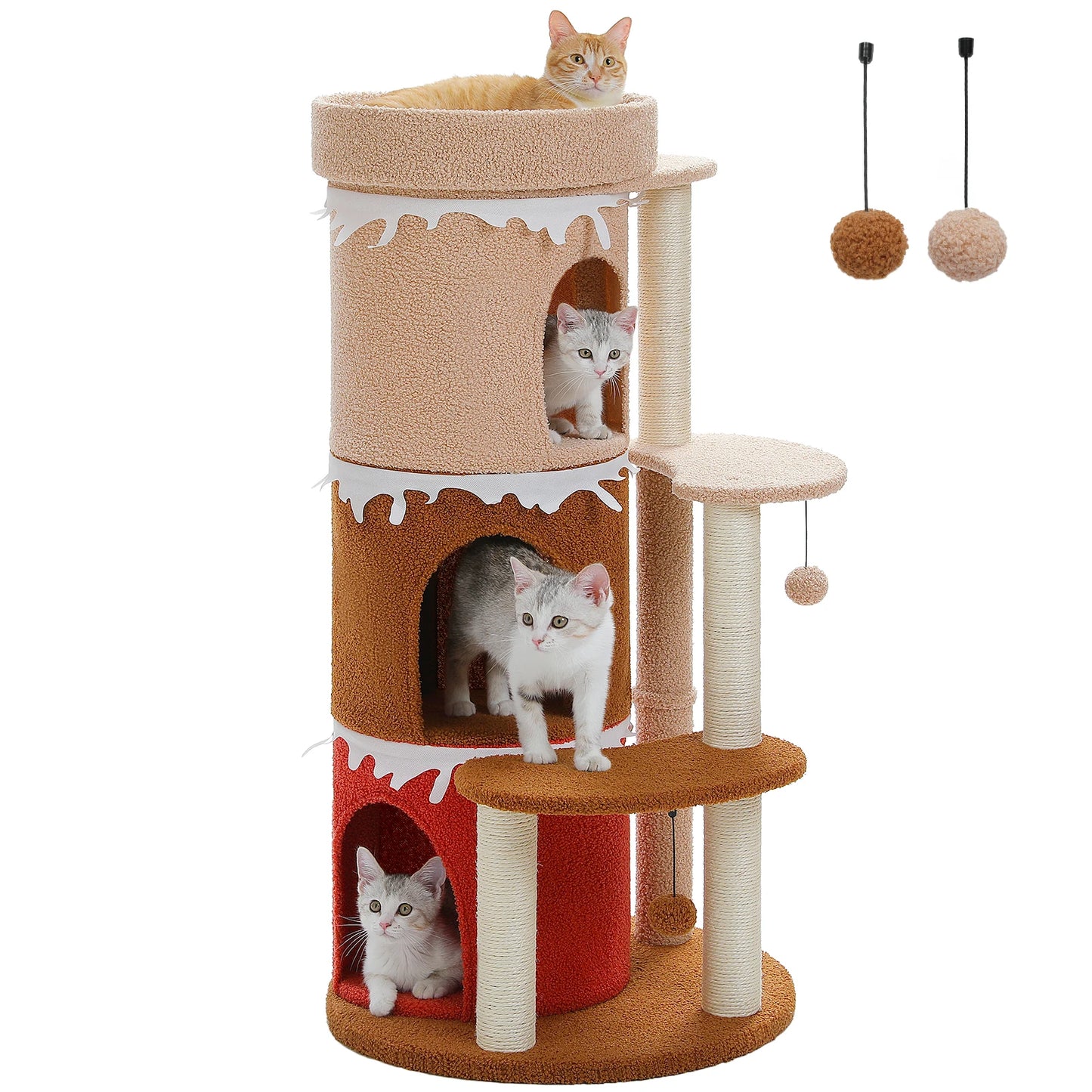 Four Tier Cat Tree For Large Cats With Large Top Perch And Sisal Scratching Posts Indoor Playhouse 🐾🐱