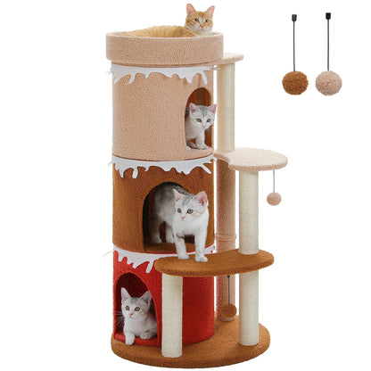 Four Tier Cat Tree For Large Cats With Large Top Perch And Sisal Scratching Posts Indoor Playhouse 🐾🐱