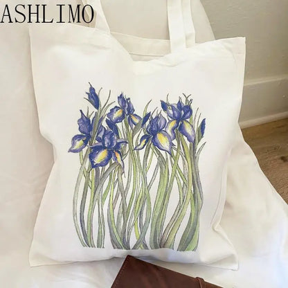 Kawaii Floral Canvas Tote 🌼💖 | Cute Eco-Friendly Shoulder Bag for School & Shopping 🌸✨