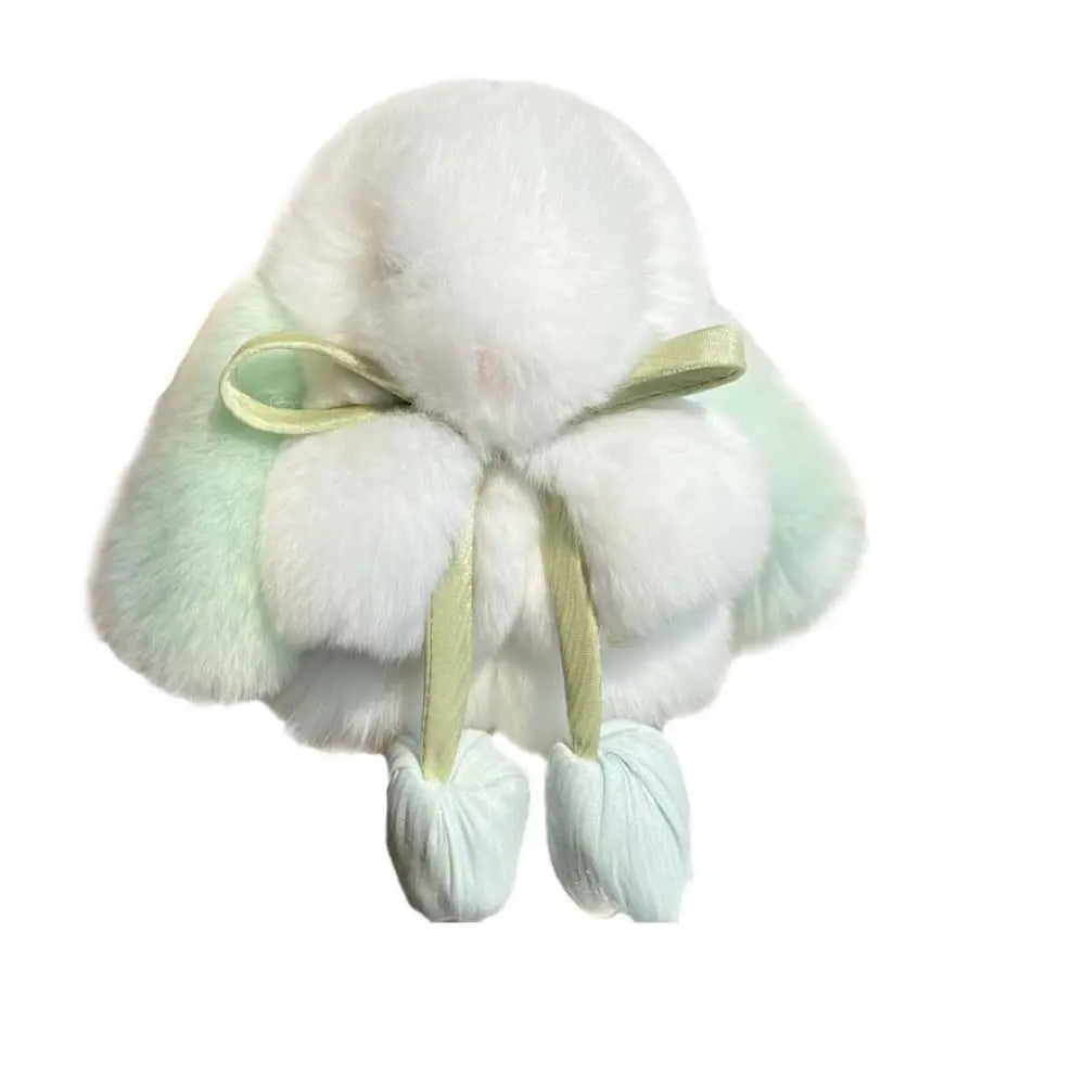 Fashion Tulips Rabbit Fur Keychain Alloy Ring Bag Charm Plush Bunny Pendant 🐰✨