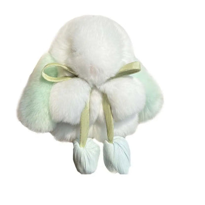 Fashion Tulips Rabbit Fur Keychain Alloy Ring Bag Charm Plush Bunny Pendant 🐰✨
