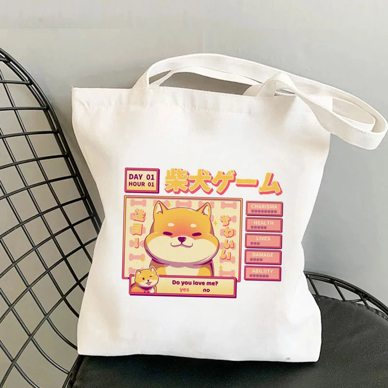 Shiba Inu Delight 🐶✨ Adorable Canvas Tote for Fun-filled Adventures! 🎉💖 - Pixie Quill