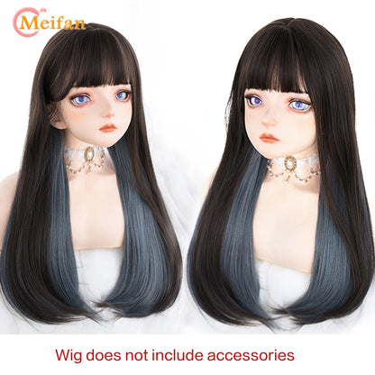 Kawaii Ombre Pink & Blonde Long Straight Wig 🎀✨ - Cute Lolita Cosplay Hair for Parties & Halloween! 🌸🖤