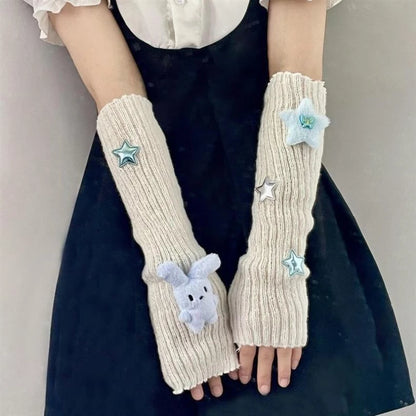 Women's Star Knit Arm Sleeves Warmers Y2K Style Cute Accessory ✨🌟