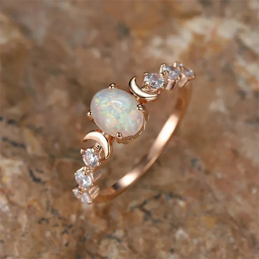 Kawaii Imitation Opal Moon Rings 🌙💙✨ - Dreamy Wedding & Anniversary Accessories for Her!