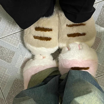 Kitty Claw Slippers For Women Non Slip Furry Mules Indoor Outdoor 🐾 Warm Fluffy