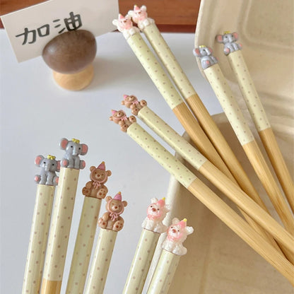 🐾 Adorable Animal-Themed Chopsticks 🥢 Cute Wooden Food Sticks for Sushi & More! 🌈 Perfect for Kids & Adults! - Pixie Quill