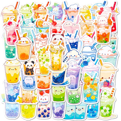 ✨ 50PCS Adorable Pearl Milk Tea Sticker Collection 🍵🎨 – Perfect for DIY Fun on Phones, Laptops & More! 🌈 - Pixie Quill