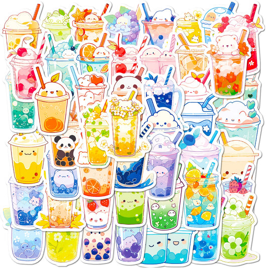 ✨ 50PCS Adorable Pearl Milk Tea Sticker Collection 🍵🎨 – Perfect for DIY Fun on Phones, Laptops & More! 🌈 - Pixie Quill