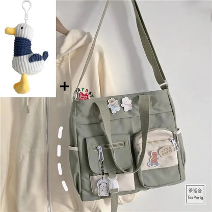 Kawaii Nylon Waterproof Satchel 👜✨ | Adorable Japanese Crossbody Messenger Bag for Students & Girls 🎒💖