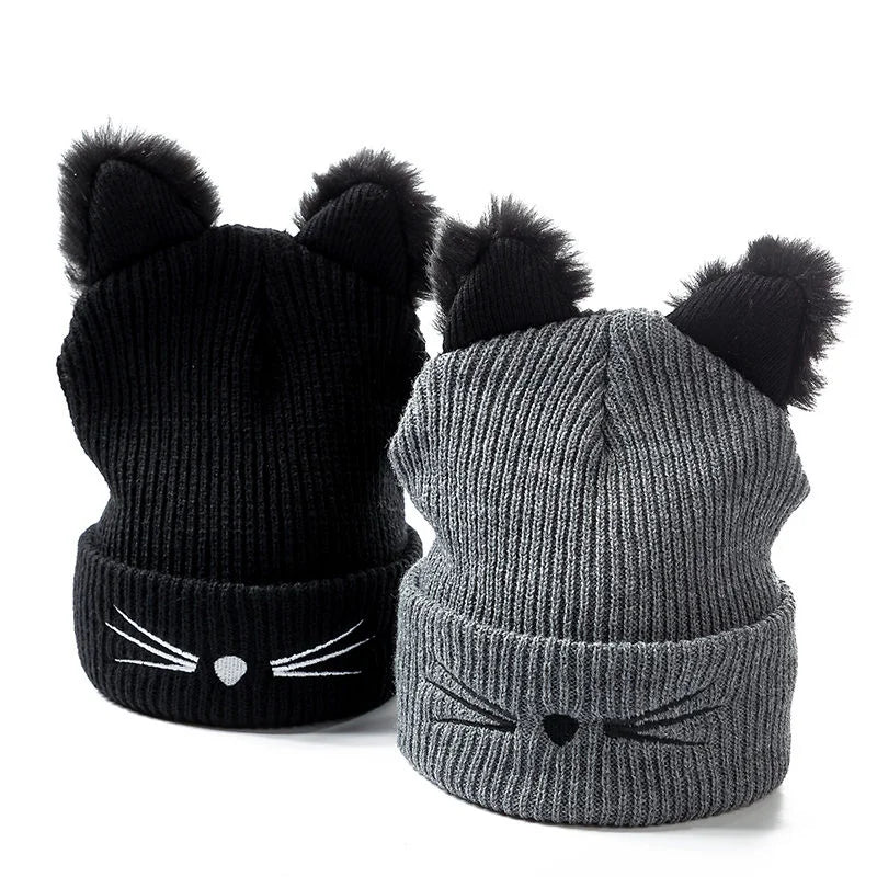 Whimsical Cat Ear Beanie For Women Warm Winter Hat Cute Accessory 🐱❄️