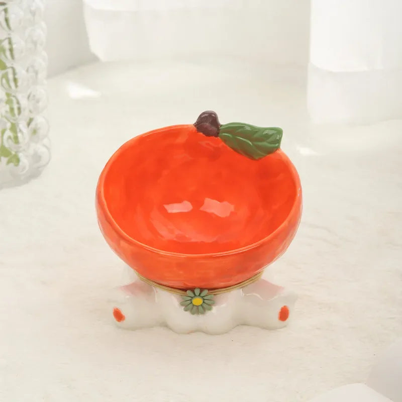 Kawaii Cat & Dog Food Bowl 🐾🍉 Elevated Ceramic Dish for Adorable Eating & Drinking!