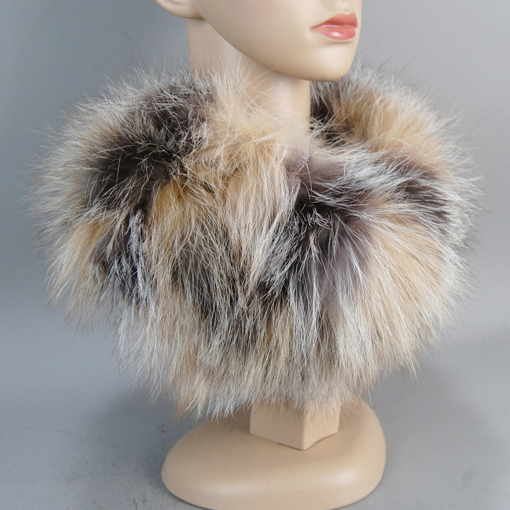 Luxurious Real Fox Fur Scarf For Women With Raccoon Fur Accents Winter Warmth Cute Cozy Headbands And Muffler 🦊❄️