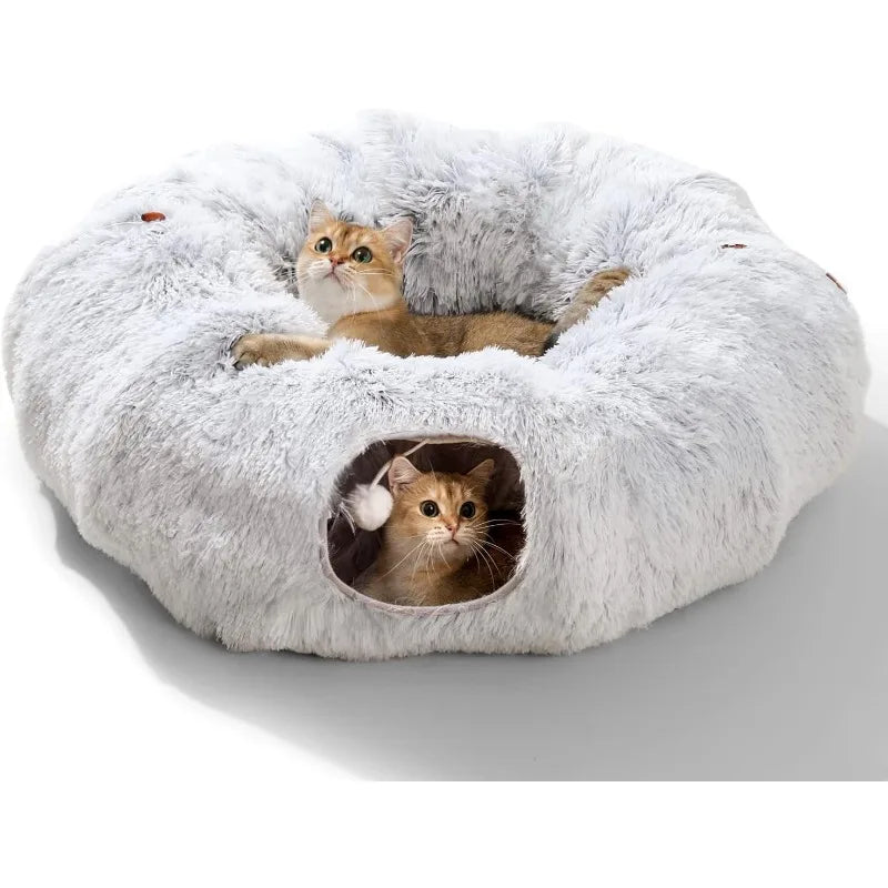 Cuddly Cat Adventure Tunnel 🐾✨ - Plush Cozy Bed & Play Zone for Indoor Felines! 🐱💕