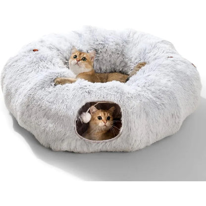 Cuddly Cat Adventure Tunnel 🐾✨ - Plush Cozy Bed & Play Zone for Indoor Felines! 🐱💕