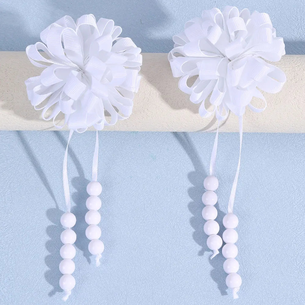 🌸✨ Adorable Flower Hair Clips Set for Girls 🌷💖 Bead & Tassel Delight! 🎀💫 - Pixie Quill