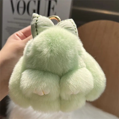 Plush Bunny Keychain Cute Bowknot Fur Rabbit Toy Charm 🐰✨
