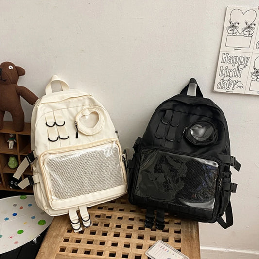 Collage Style Itabag Backpack For Teens Love Heart Transparent JK Laptop Bag 🎒💖