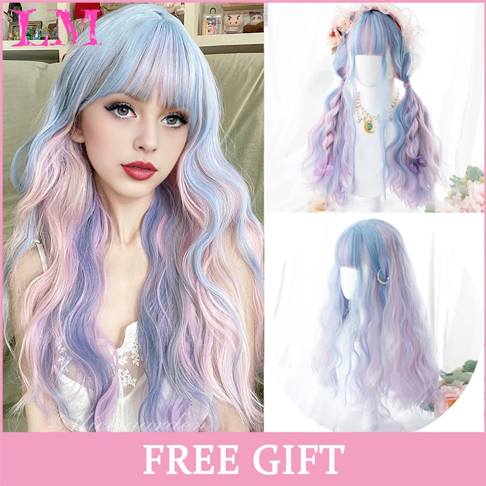 Kawaii Ombre Pink Wavy Wig 💖✨ | Heat Resistant Hair for Cosplay & Daily Fun! 🎀🌸