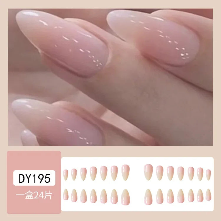 Kawaii  24Pcs Almond Press-On Nails - Cute  Designs & Stylish Fake Nail Art! 💅🌟