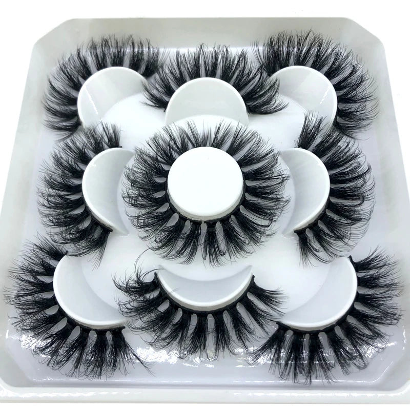 New 5 Pairs 8-25mm Natural 3D False Eyelashes Kit Mink Lashes Full Strip Look Whimsical Cute Glam 🌸✨