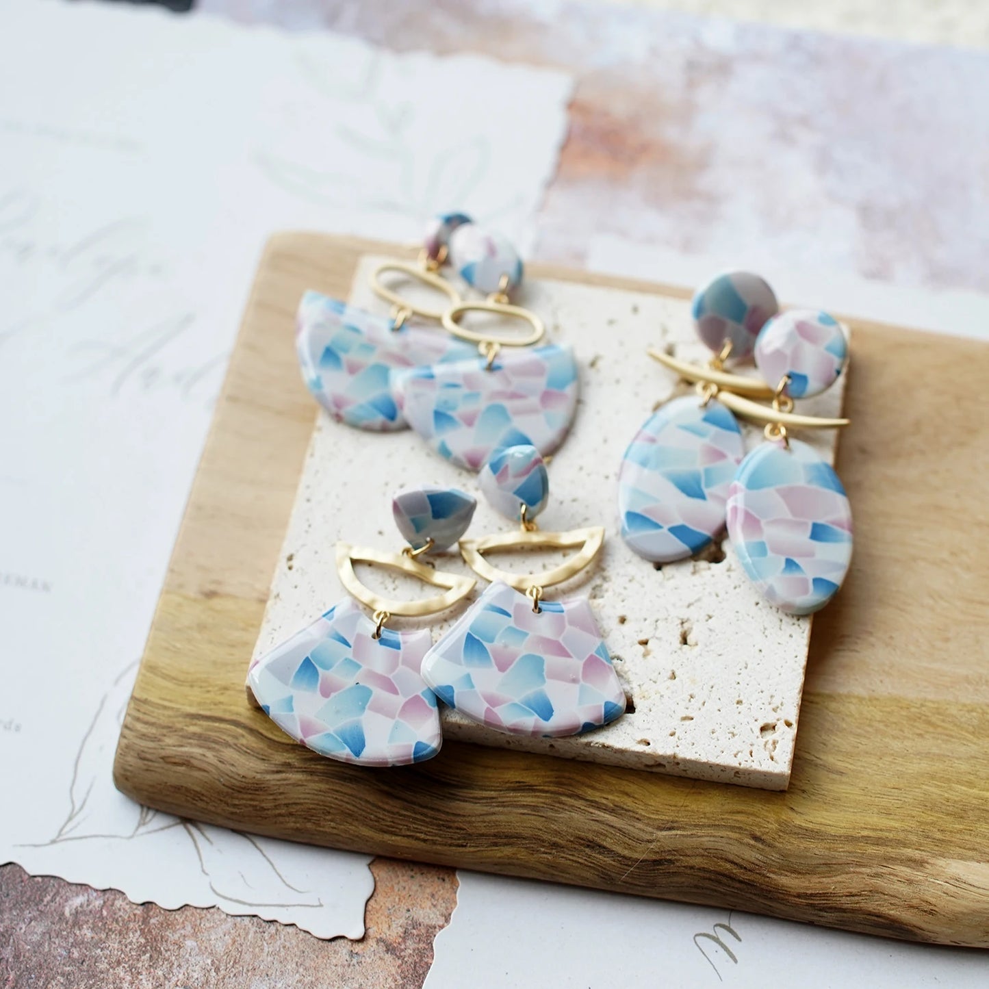 Trendy Fashion Rose Floral Dangle Pendant Enamel With Metal Parts Handmade Polymer Clay Earrings Sets Women's Accessories Gifts