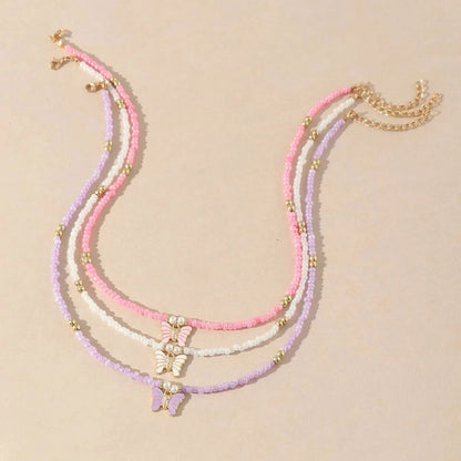 Kawaii Candy Butterfly Beaded Choker Necklace 🌈💖