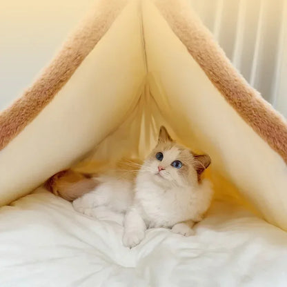🌟 Cozy Cat Bread Nest 🐾 Adorable Winter Pet Tent for Deep Sleep 💤 Perfect for Small & Medium Furry Friends! 🐶🐱