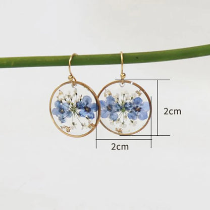 Elegant Pressed Flower Earrings For Women Natural Blue Floral Drop Earrings Handmake Epoxy Resin Plant Earring Jewelry Wholesale