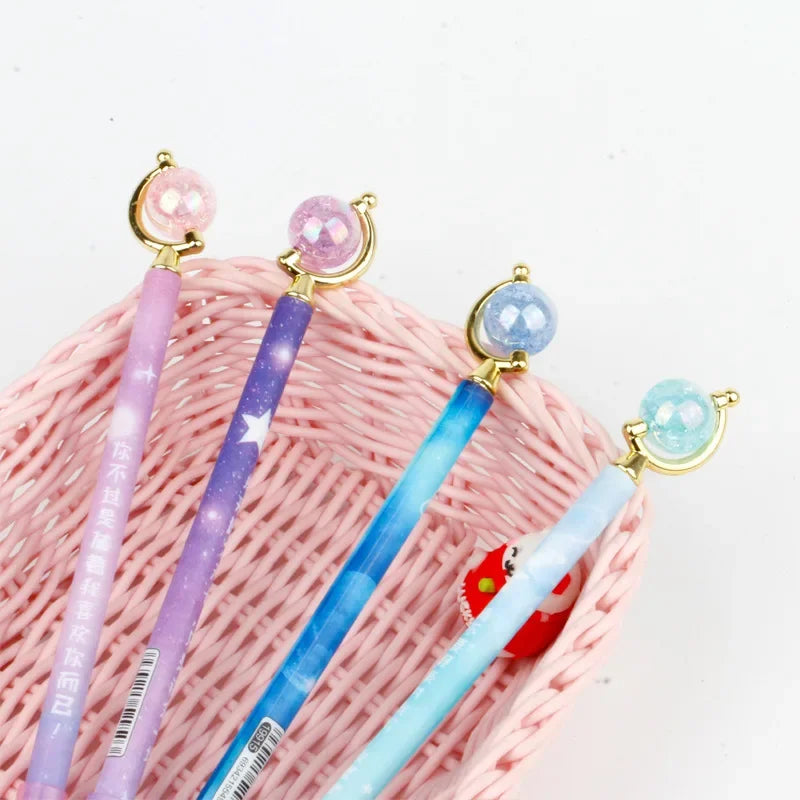 Kawaii Starry Sky Gel Pens ✨🌌 | Adorable Black Ink Neutral Pens for School & Office Supplies | 2/4pcs Random Colors! 🌈✍️