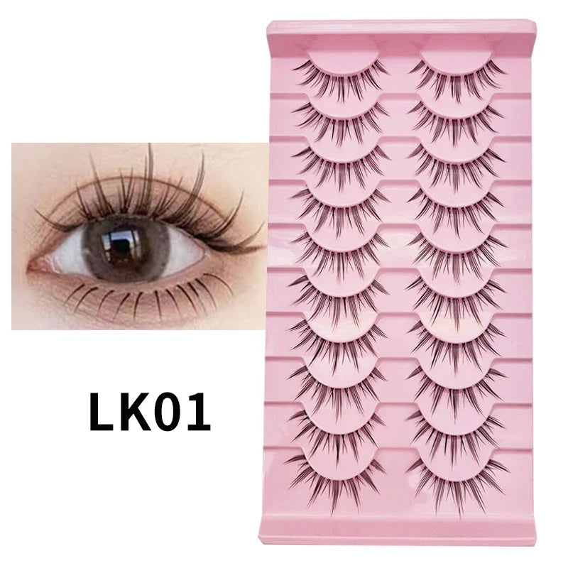 Adorable Manga Style False Eyelashes 10 Pairs Natural Full Strip Lashes For Anime Look Makeup ✨🐰🎀🌸