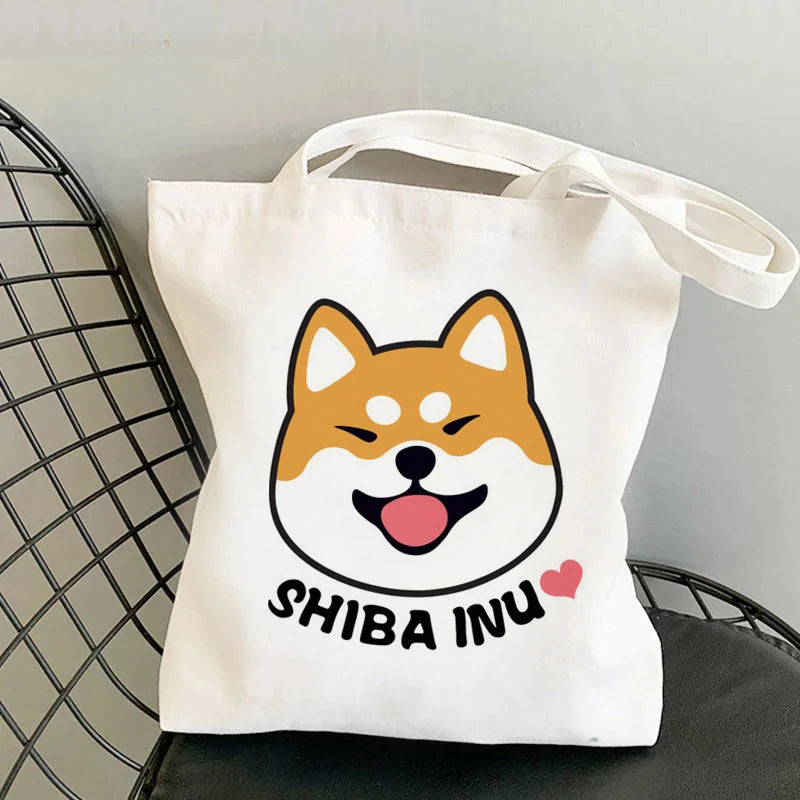 Shiba Inu Delight 🐶✨ Adorable Canvas Tote for Fun-filled Adventures! 🎉💖 - Pixie Quill