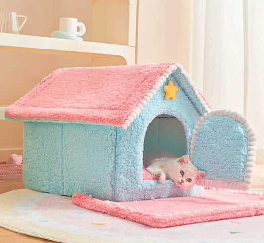 Removable Enclosed Cave for Pet, Dog House, Cat Bed, Winter Dog Villa, Sleep Kennel, Warm Nest, Sofa, Pet Supply