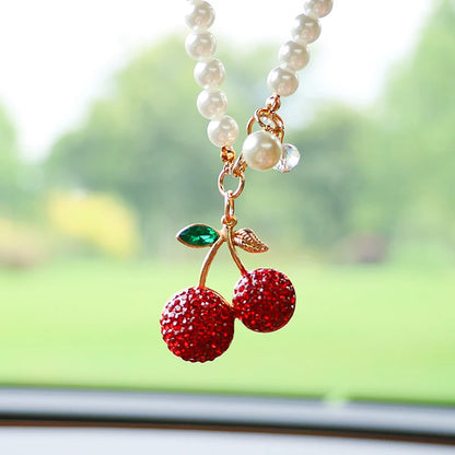 Kawaii Cherry Blossom Diamond Pendant 🌸✨ - Adorable Car Rearview Mirror Accessory & Gift! 🚗💎