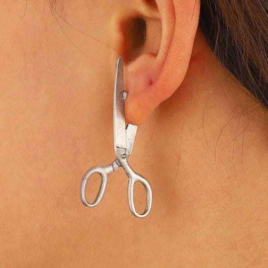 Kawaii Retro Scissors Ear Studs ✂️✨ - Adorable Hip Hop Rock Earrings for Trendy Women 🎉🎁