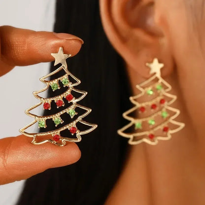 Cute Christmas Tree Zirconia Stud Earrings For Women Holiday Gift 🎄✨