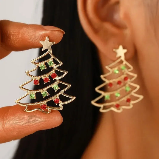Cute Christmas Tree Zirconia Stud Earrings For Women Holiday Gift 🎄✨