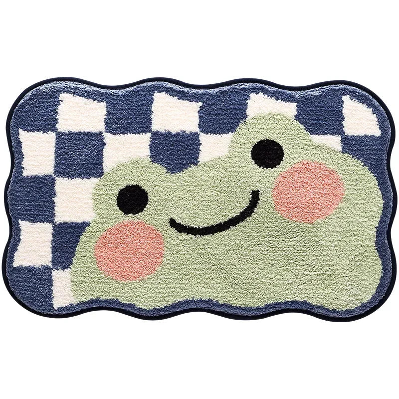 Kawaii Frog & Bear Plush Bath Mat 🐸🧸 | Non-Slip, Ultra-Absorbent Bathroom Rug for Cozy Decor! 🌟✨