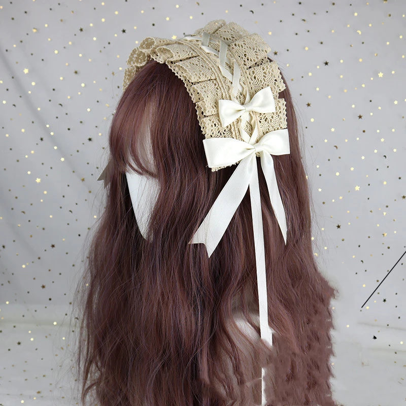 Pastel Bowknot Lace Flower Hair Band Cosplay Accessory Handmade Wholesale 🎀💖
