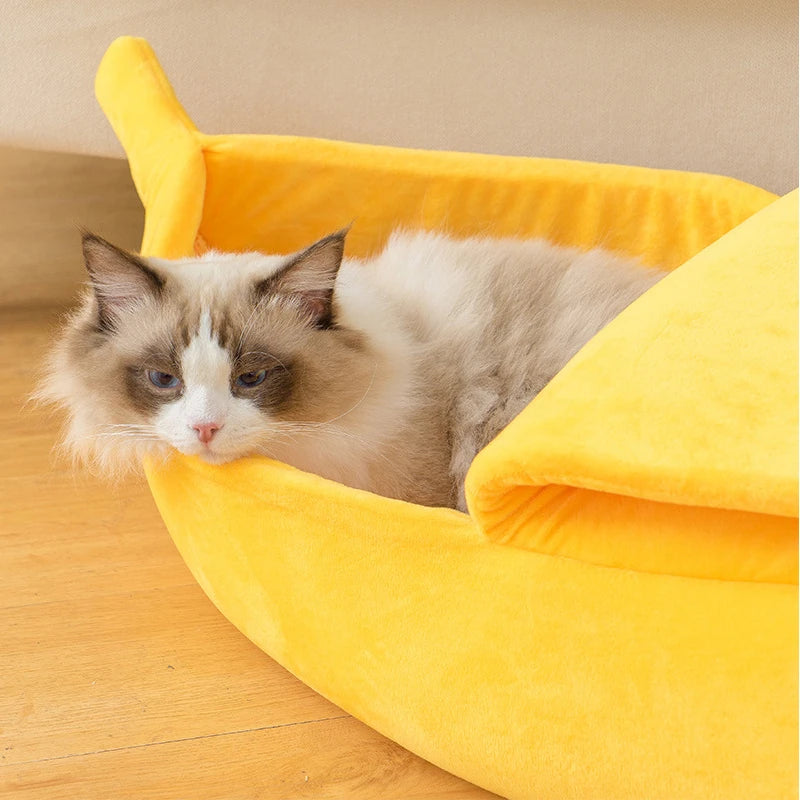 🍌 Cozy Banana Pet Bed 🐾 Cute & Comfy Nest for Cats & Dogs 🌟