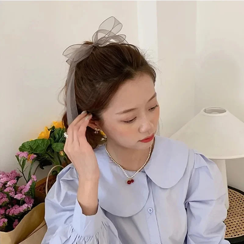 ✨Charming Organza Bow Hair Scrunchie 🌸💕 - Adorable Korean Style Hair Ring for Trendy Girls! - Pixie Quill